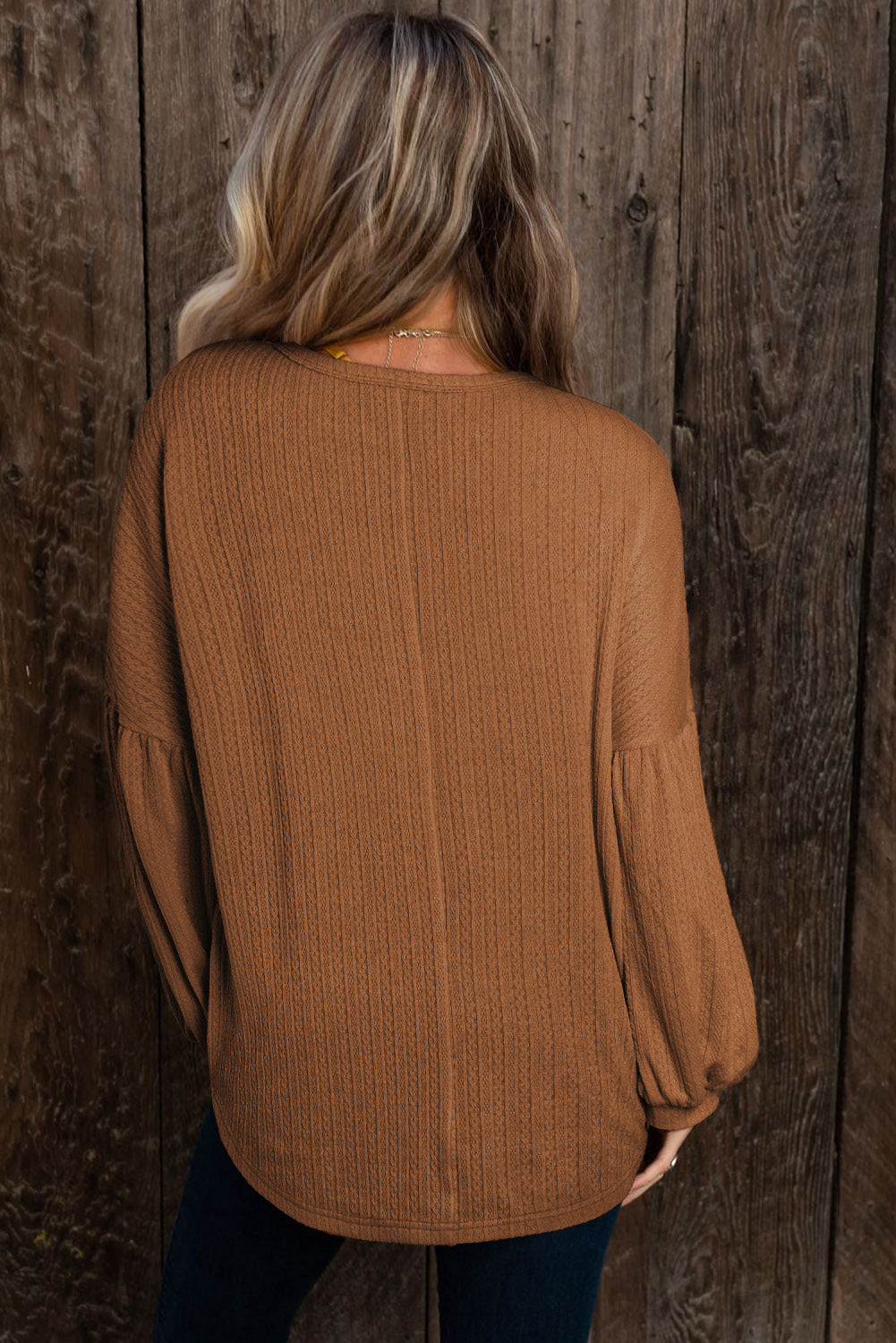 Langärmliges Oberteil aus Jacquard-Imitat-Strick
