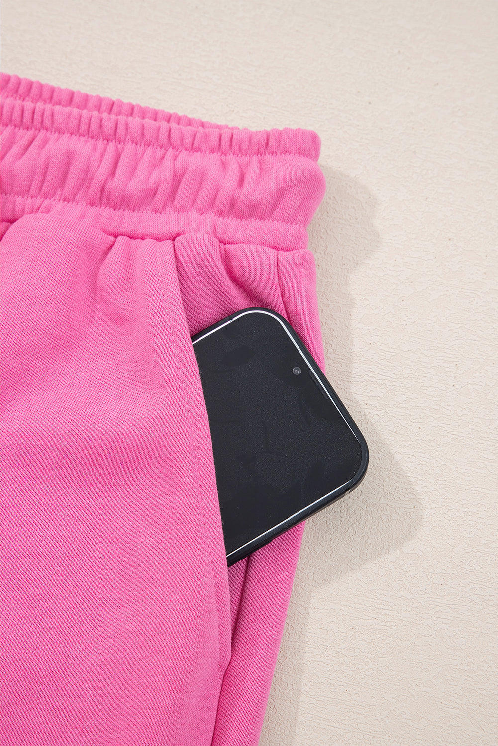 Sachet Pink Solid Color Collared Pullover and Central Seam Pants Set