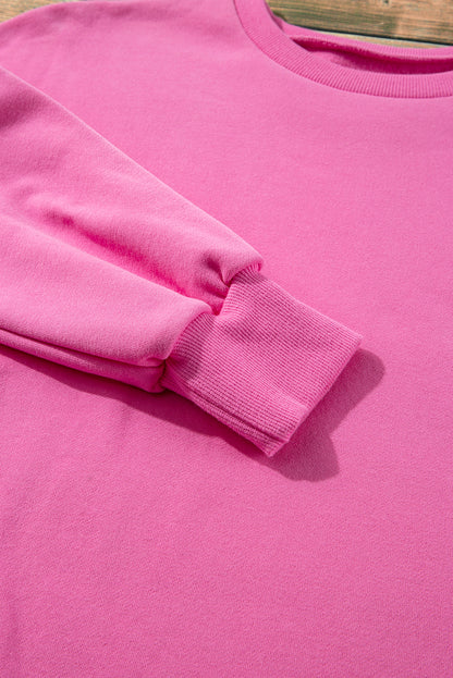 Bonbon – Einfarbiges Sweatshirt mit Fleecefutter und überschnittener Schulterpartie und hohem Bund
