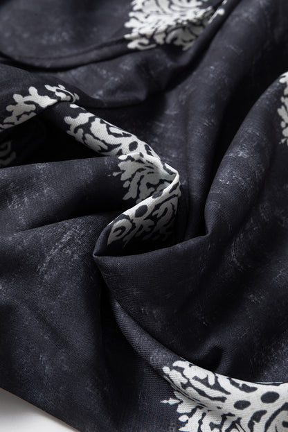 Schwarze Hose mit weitem Bein und Bohemien-Print
