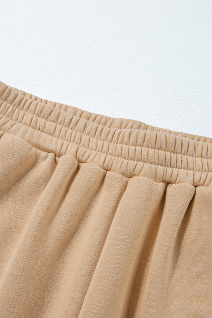 Parchment Solid Set aus Sweatshirt mit halben Knöpfen und Jogginghose mit hoher Taille