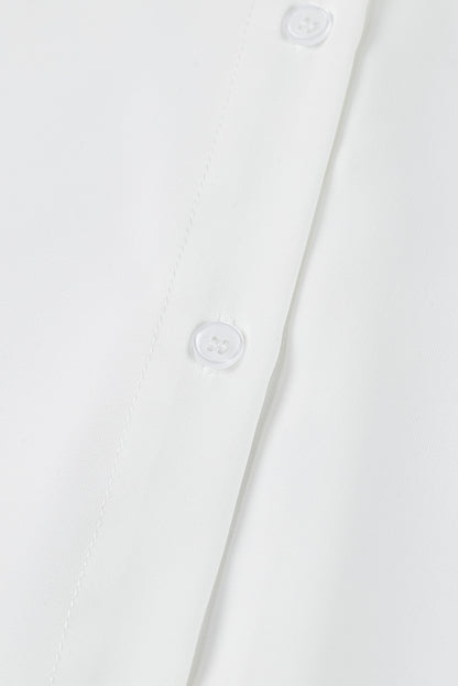 White 3/4 Puff Sleeve Oversize Shirt