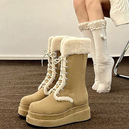 Women's Fashion Casual Simple Warm Platform Snow Boots