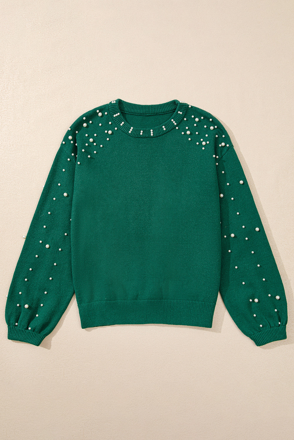 Evergreen Pullover mit Perlen und überschnittener Schulterpartie und Rundhalsausschnitt