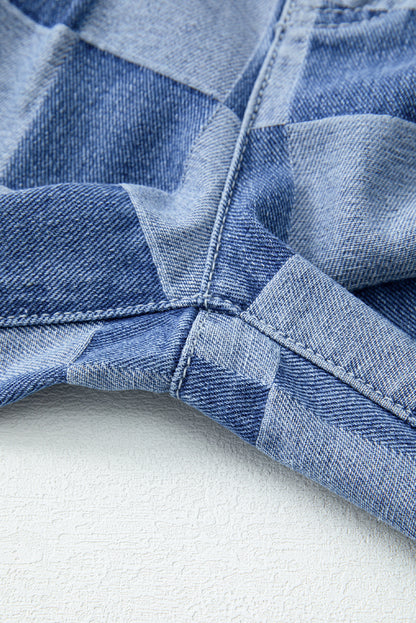 Abendblaue Jeans mit weitem Bein und Karomuster