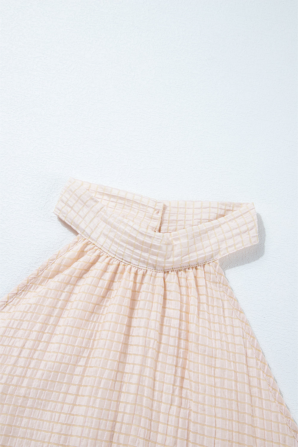 Apricot Halter Button Keyhole Back Textured Sleeveless Top