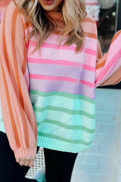 Mehrfarbiger, lässiger Pullover mit Farbverlauf und geripptem Rand