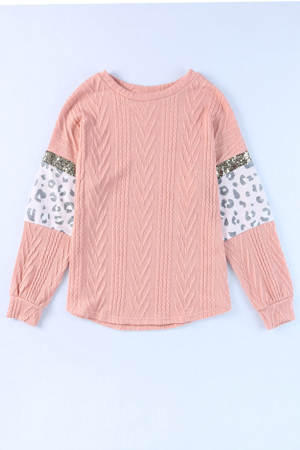 Rosa Strickoberteil mit Leopardenmuster und Pailletten