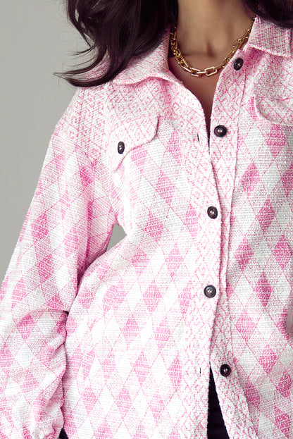 Delicacy – Strukturierte Hemdjacke mit Klappe und Tasche im geometrischen Muster