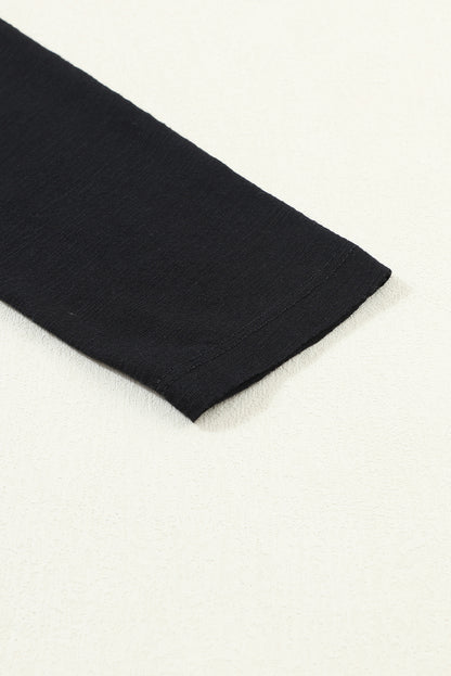 Black V Neck Center Seam Long Sleeve Tee