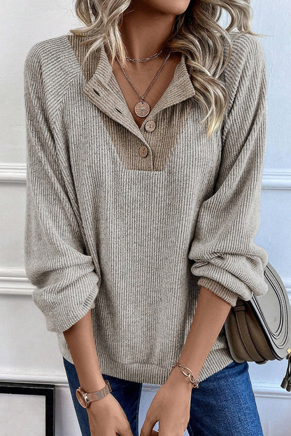 Jet Stream – Locker geschnittenes, geripptes Langarmoberteil mit Farbkontrasten