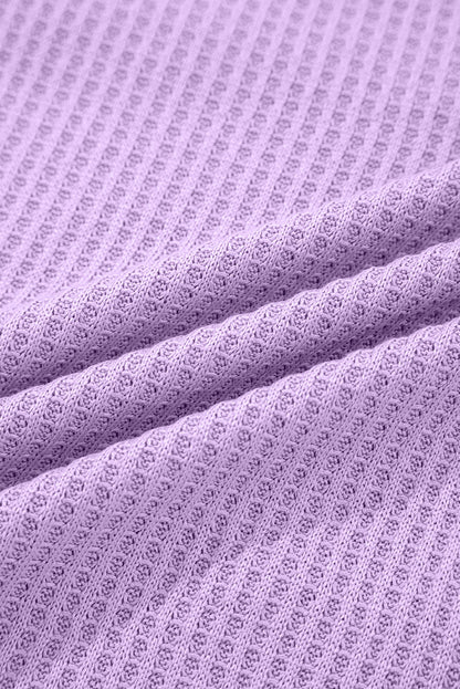 Phalaenopsis Thermal Knit Contrast Textured Patchwork Long Sleeve Top