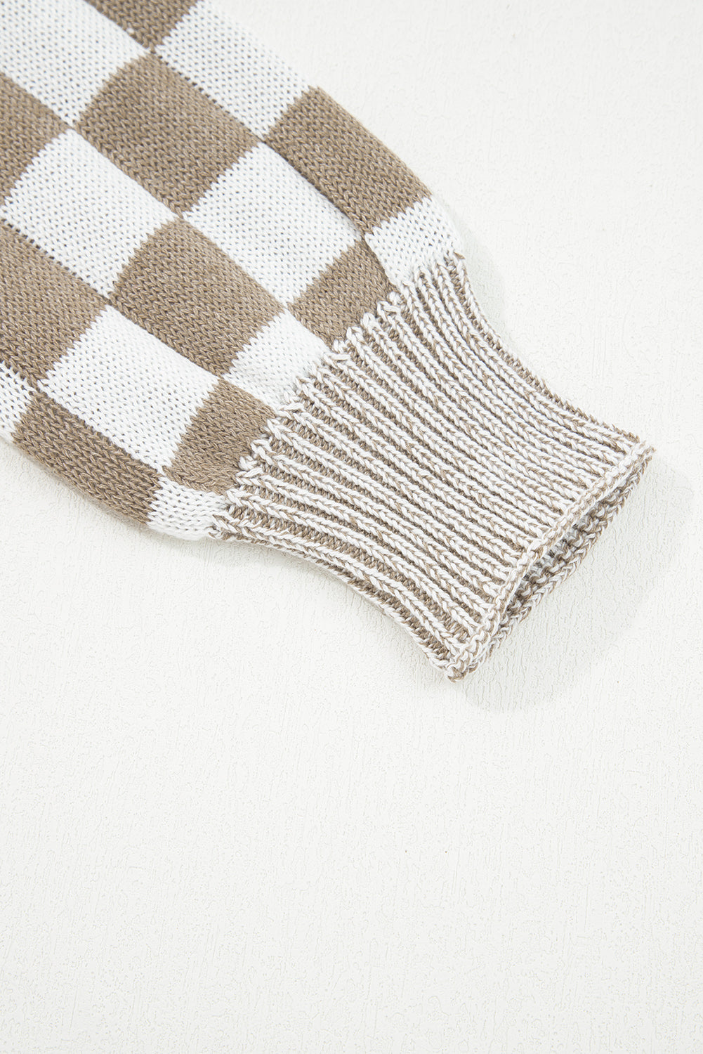 Brown Checkered Open Front Drop Shoulder Cardigan