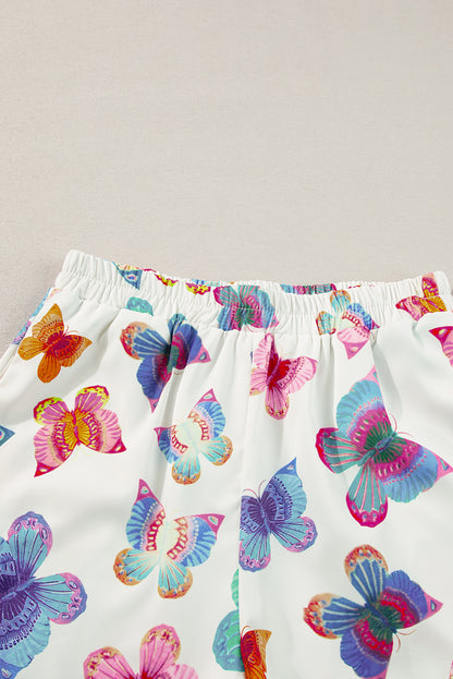 Mehrfarbiges Pyjama-Set mit kurzärmligem Hemd und Schmetterlingsmuster