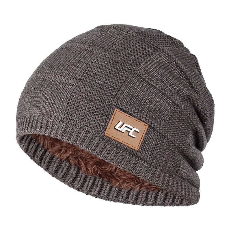Knitted Hat Male Plush Wool Outdoor Pullover