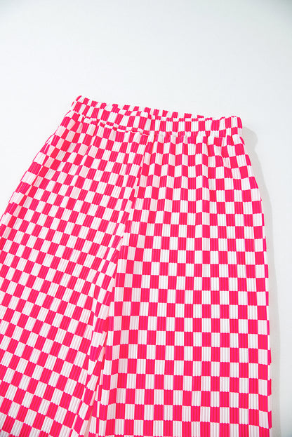 Rosa Pyjama-Set mit kariertem Hemd mit Knöpfen und hoch taillierter Hose