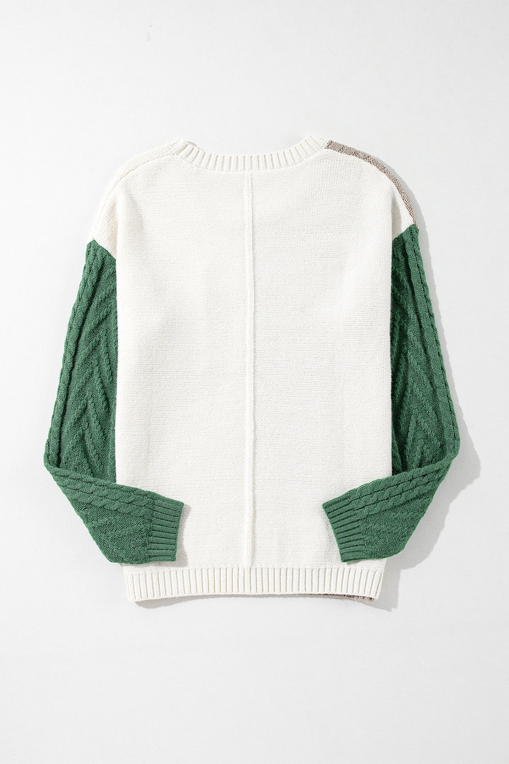 Vineyard Green Colorblock Pullover mit aufgesetzten Taschen und überschnittener Schulter