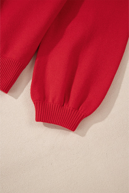 Feurig roter Perlenperlen-Freizeitpullover