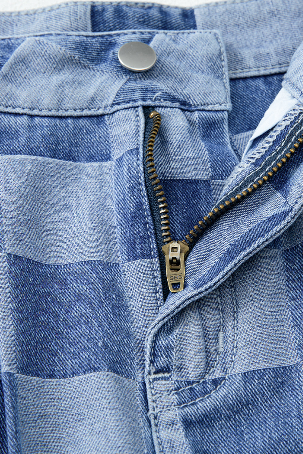 Abendblaue Jeans mit weitem Bein und Karomuster