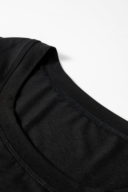 Black Solid Color Long Sleeve Fitted Top