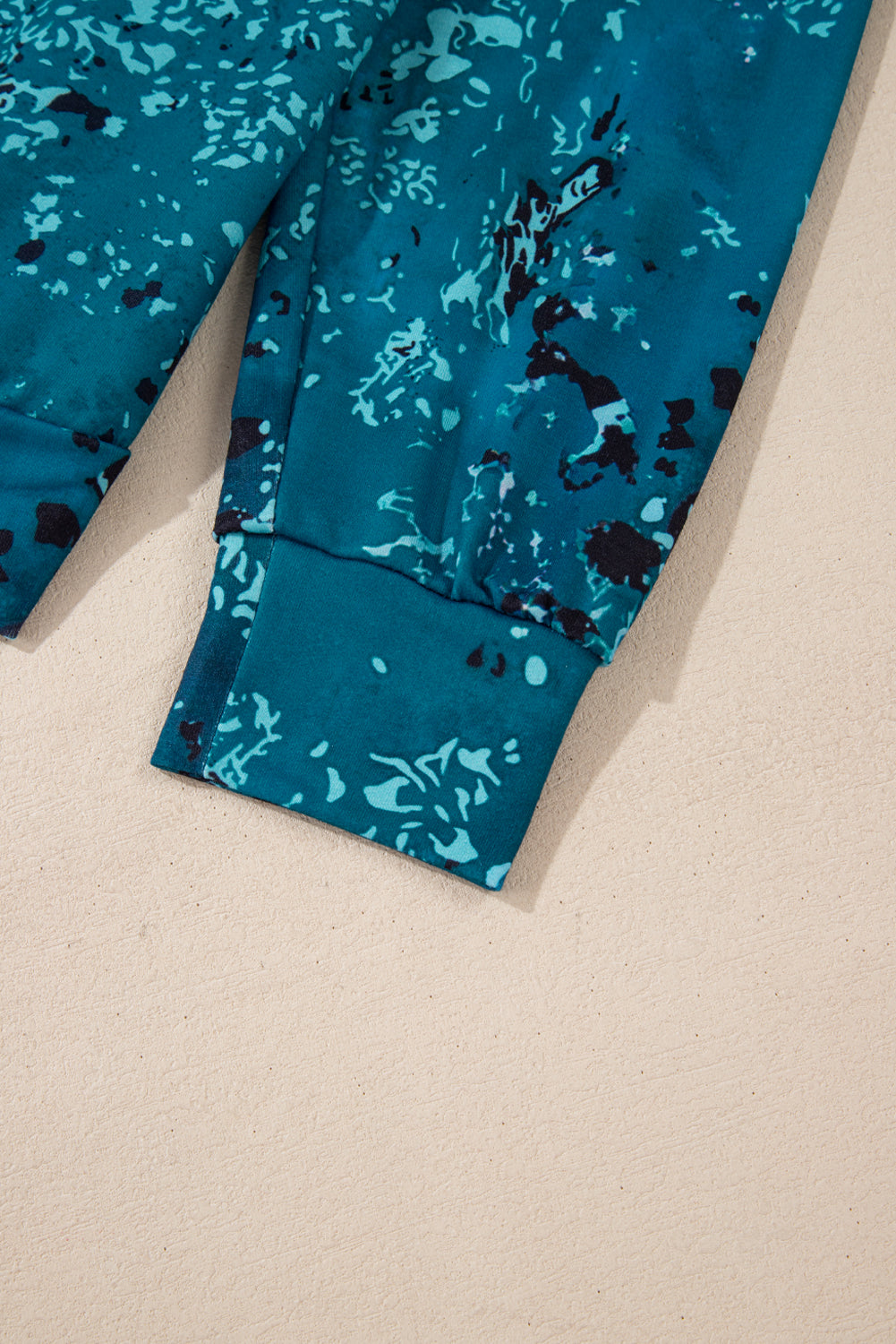 Blauer Tie Dye Kuh Farbblock Pullover