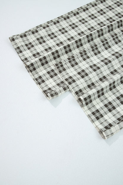 Gray Plaid Wide Leg Casual Pants