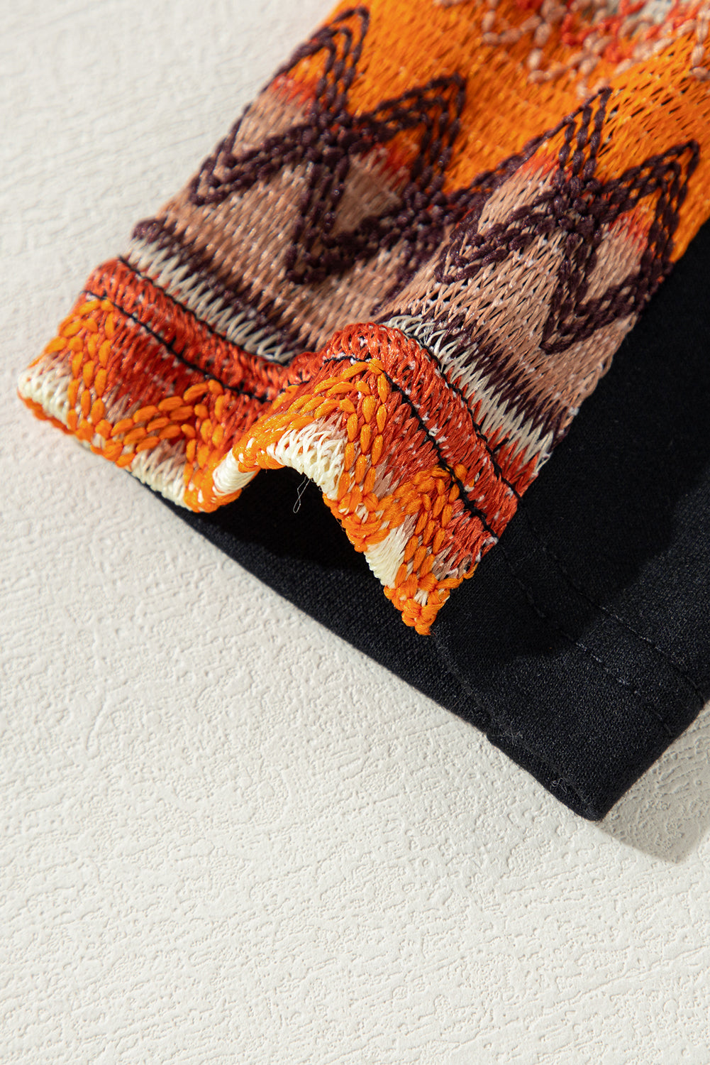 Orange Contrast Geo Raglan Sleeve Patchwork Dress