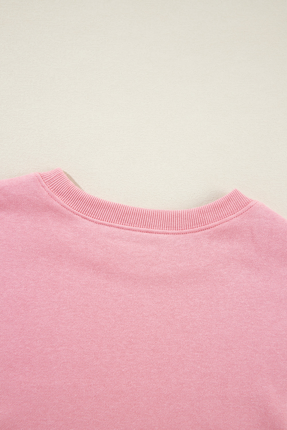 Pink Solid Classic Crewneck Pullover Sweatshirt