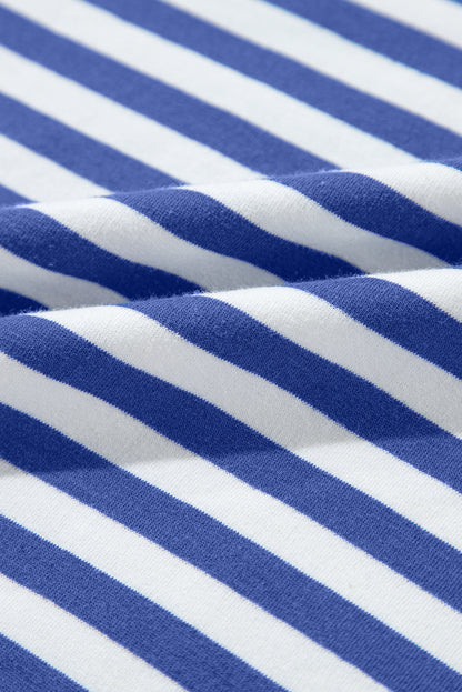 Übergroßes Pullover-Sweatshirt mit Kontrastbesatz und blauen Streifen