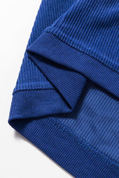 Dunkelblaues Oversize-Sweatshirt aus geripptem Cord