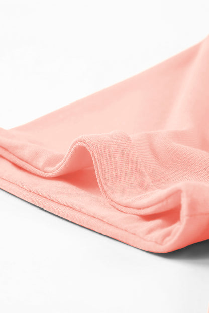 Lässiges, schlichtes Rundhals-T-Shirt in Rosa