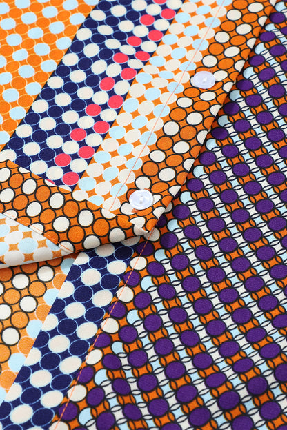 Braunes langärmliges Button-Down-Etuihemd mit Punktmuster