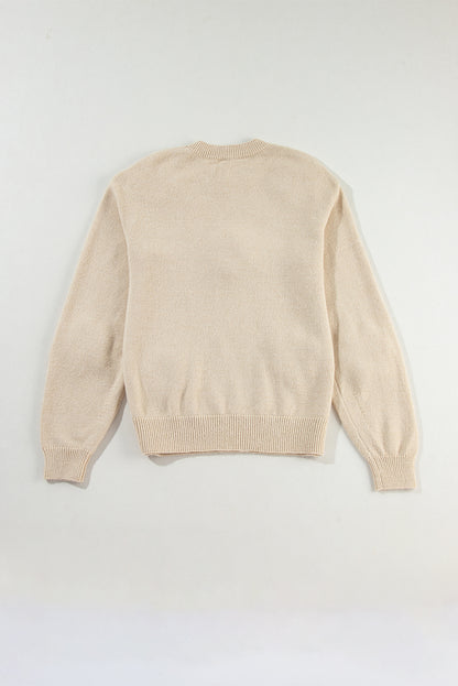 Grobstrickpullover mit Häkelmuster und Blumenmuster