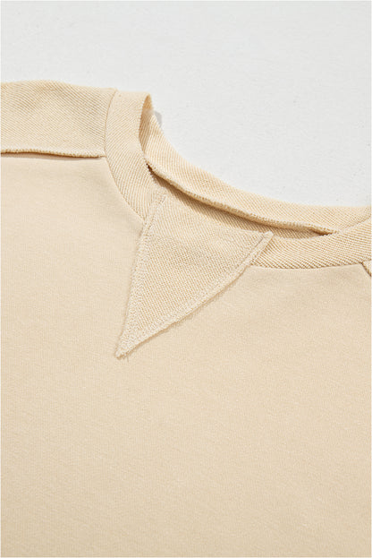 Beiges Pullover-Sweatshirt mit Rundhalsausschnitt