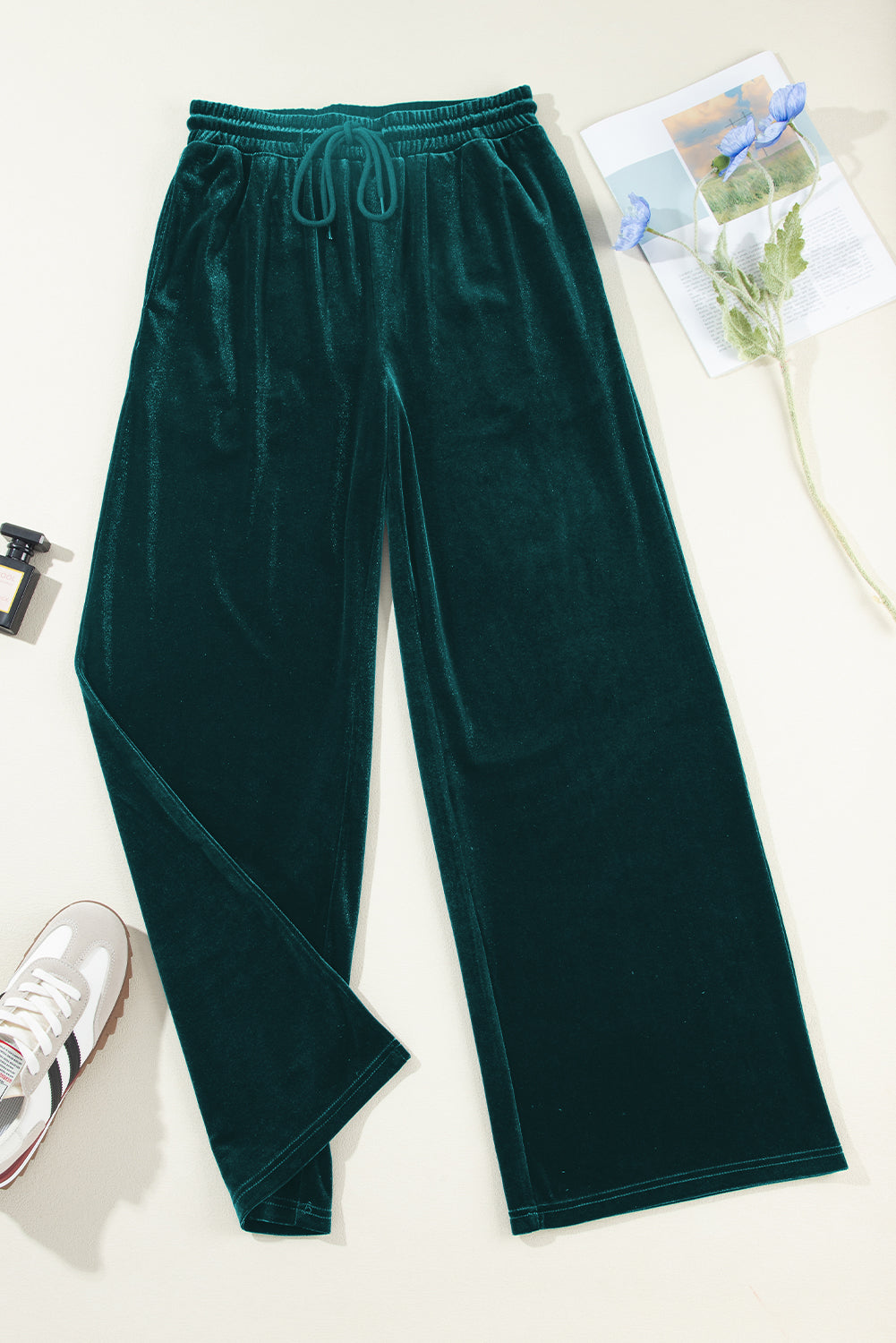 Evergreen Solid Hose mit weitem Bein und Kordelzug in der Taille