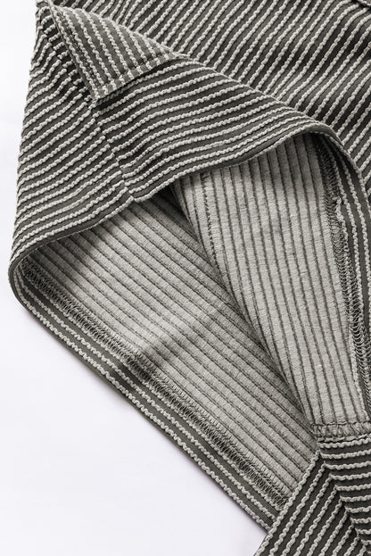 Real Teal Boxy Fit Flap Pockets Pinstriped Shacket