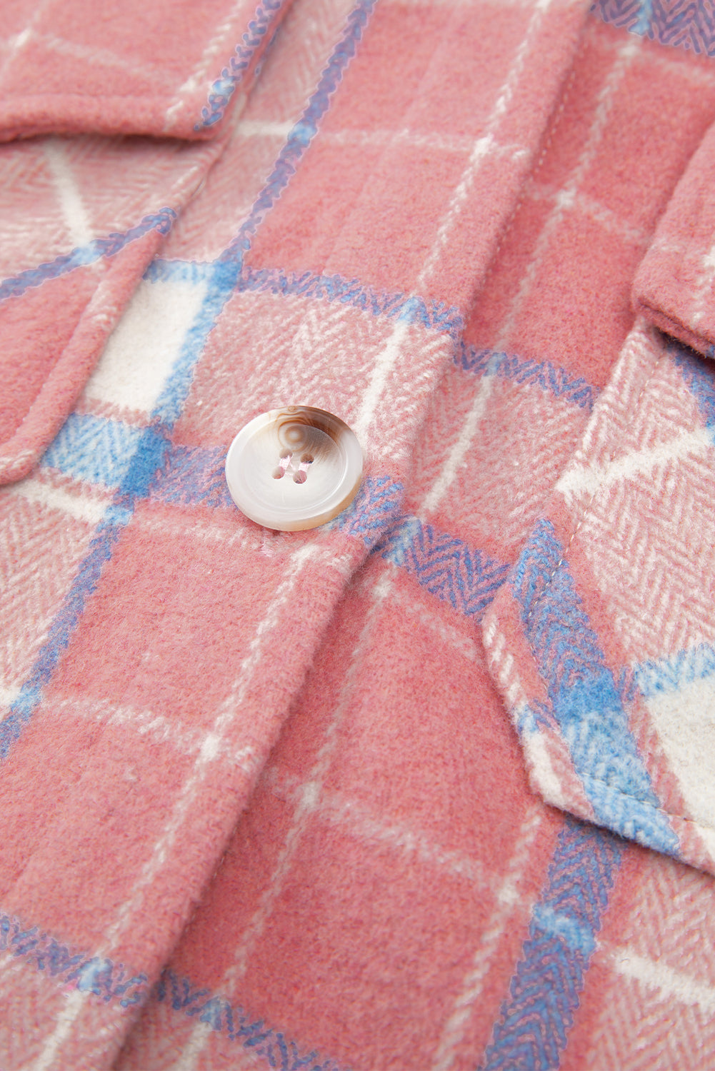 Rosa karierte Hemdjacke mit Pattentasche und Knopfleiste