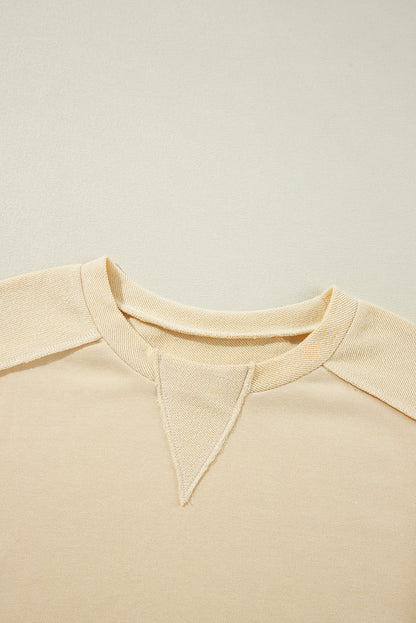 Beiges Pullover-Sweatshirt mit Rundhalsausschnitt
