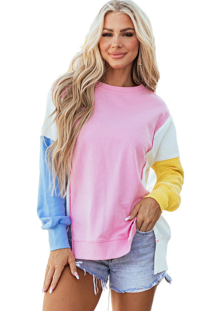 Bonbon – Sweatshirt mit Rundhalsausschnitt und sichtbaren Seitenschlitzen in Farbblock-Optik
