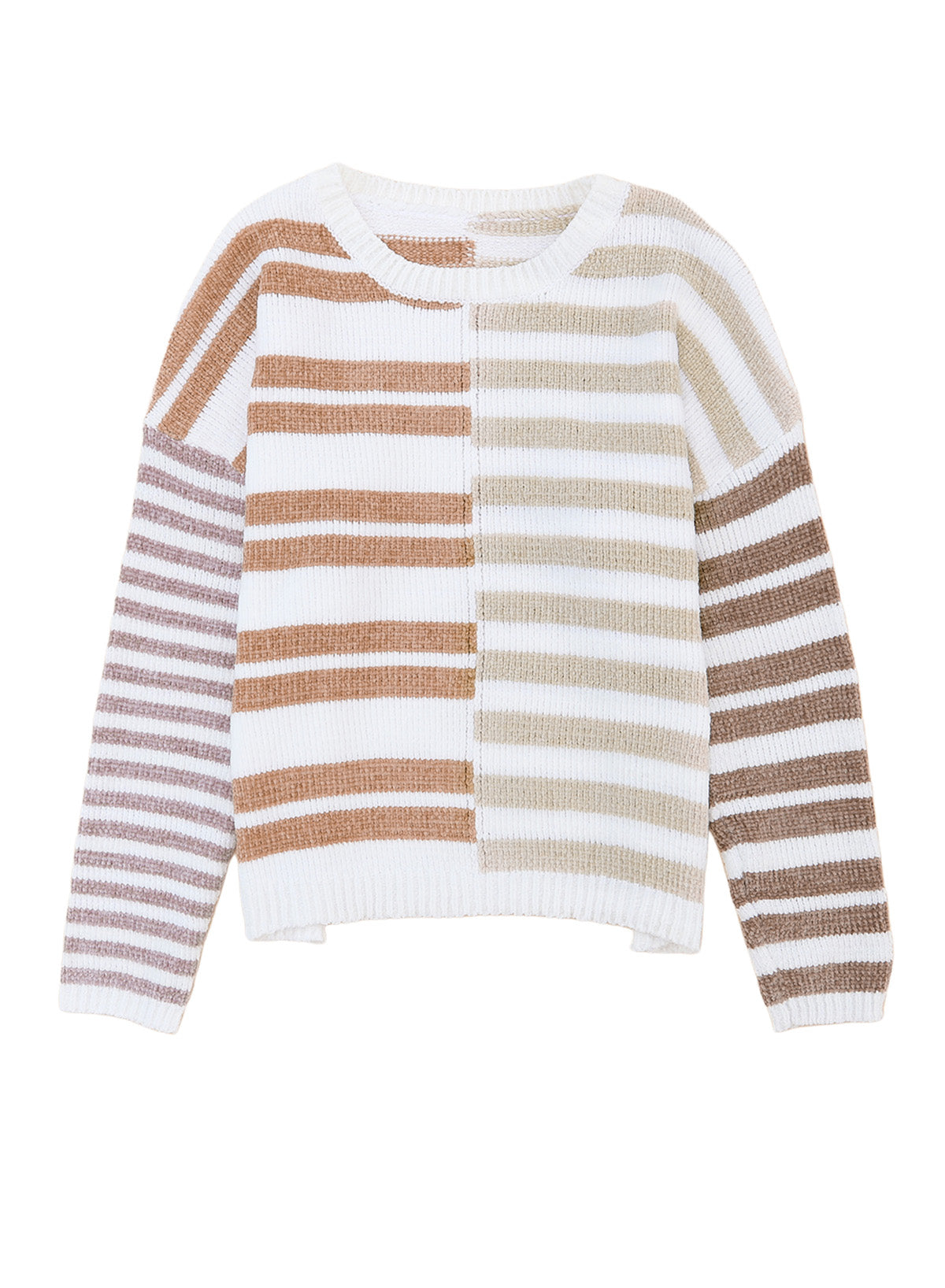 Lässiger Pullover mit Streifen und überschnittener Schulter