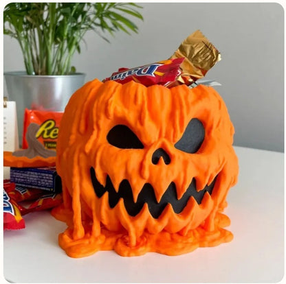Schmelzende Halloween-Kürbis-Süßigkeitenschale
