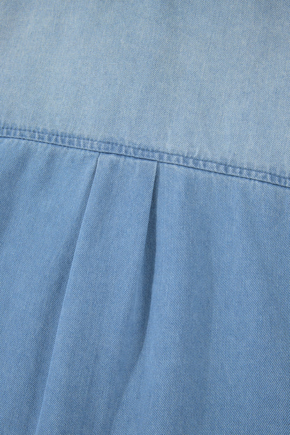 Beau Blue Risen Hemdblusenkleid aus mittelverwaschenem Denim