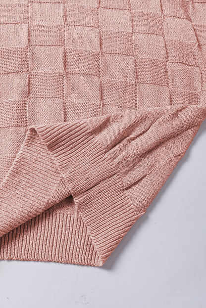 Staubrosa Strickpullover mit Gitterstruktur und kurzen Ärmeln