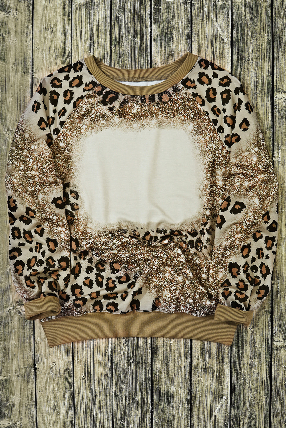 Gebleichtes Langarm-Top mit Leopardenmuster