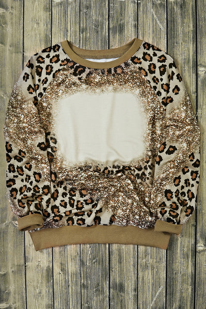 Gebleichtes Langarm-Top mit Leopardenmuster