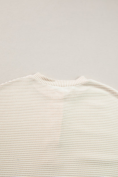 Aprikosenfarbenes Henley-Sweatshirt mit Kordelstruktur, Laternenärmeln und Knöpfen