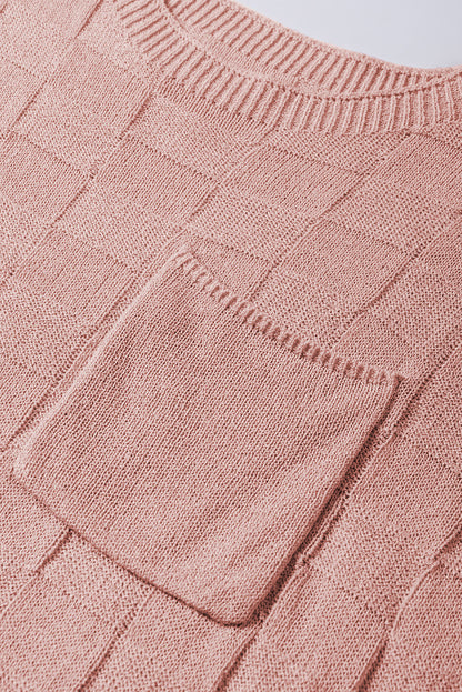 Staubrosa Strickpullover mit Gitterstruktur und kurzen Ärmeln