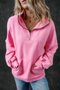 Bonbon Sweatshirt mit Reißverschluss und Stehkragen und Kängurutasche