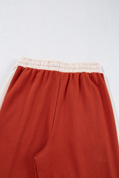 Flamingo-Hose mit Farbblock und Kordelzug, hoher Taille und weitem Bein