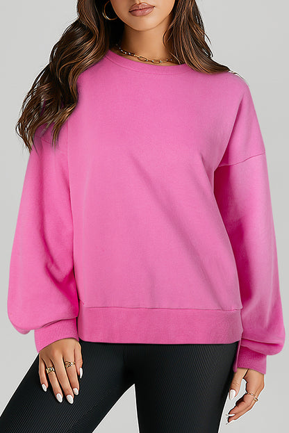 Bonbon – Einfarbiges Sweatshirt mit Fleecefutter und überschnittener Schulterpartie und hohem Bund